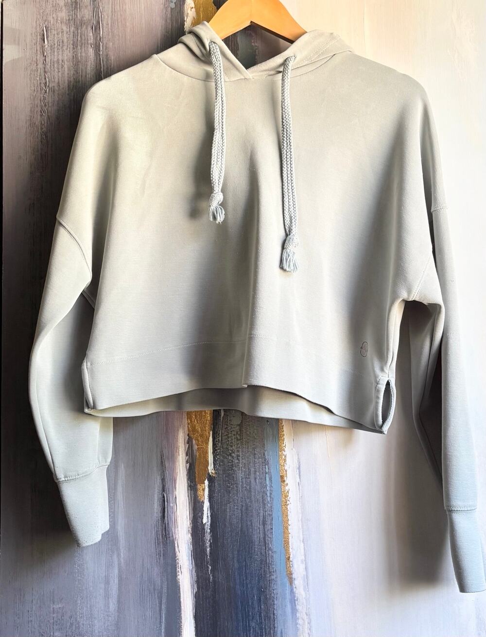 Revival Cropped Hoodie XS Sage Green Modal Blend Athleisure Lounge Pullover Soft